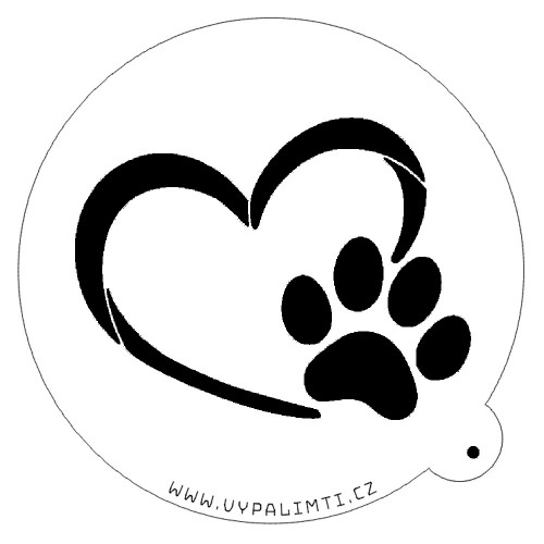 Stencil template - Heart with a paw