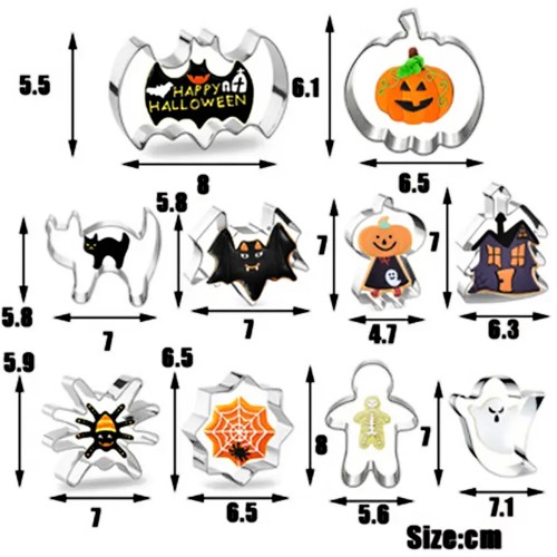 Set of metal Halloween cookie cutters XL - 10 pcs