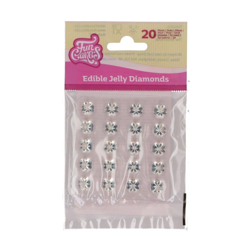 FunCakes - Edible Jelly Diamonds - Clear - 10mm