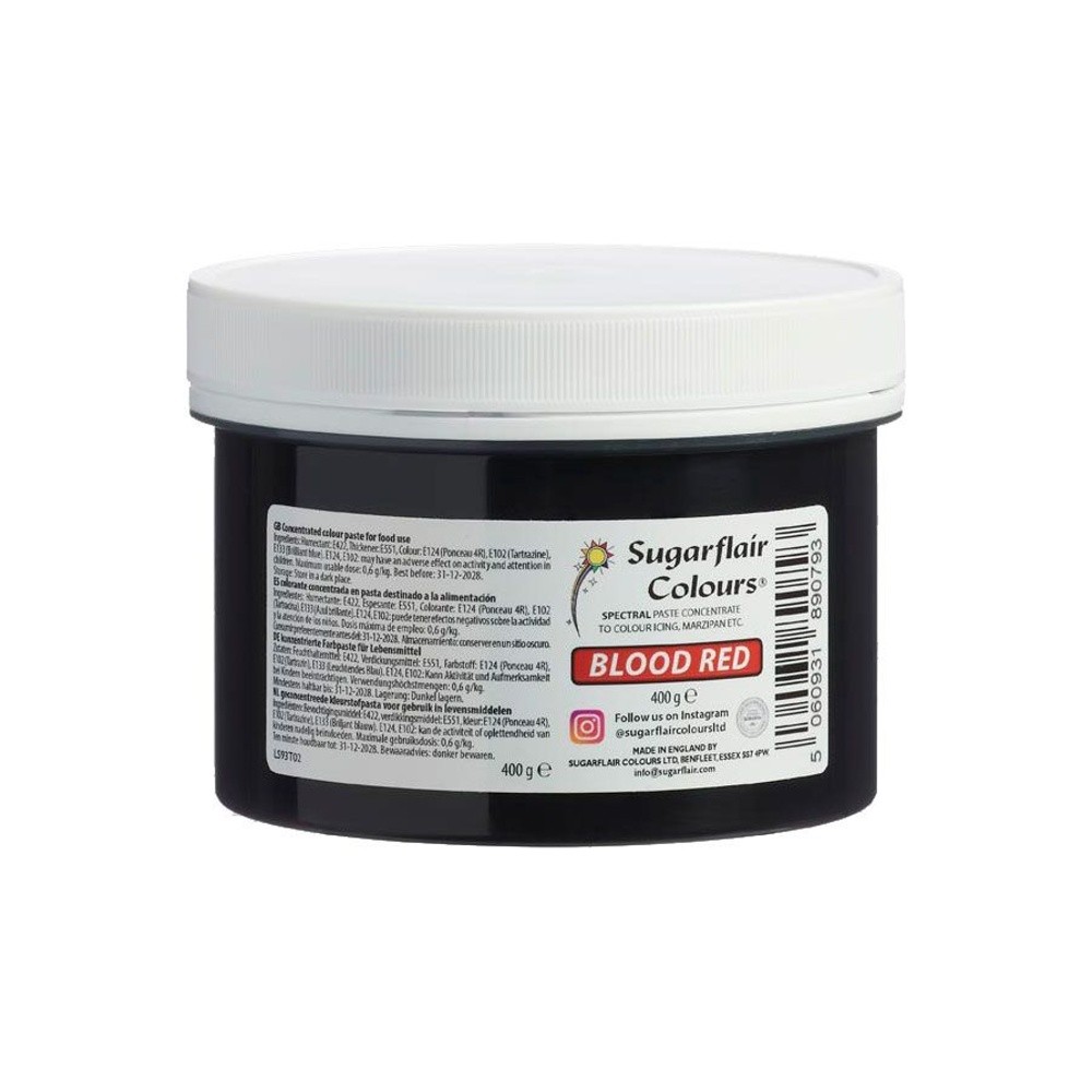 Sugarflair MAXIMUM concentrated paste colour - Gelfarbe Blood Red XXL - rot - 400g