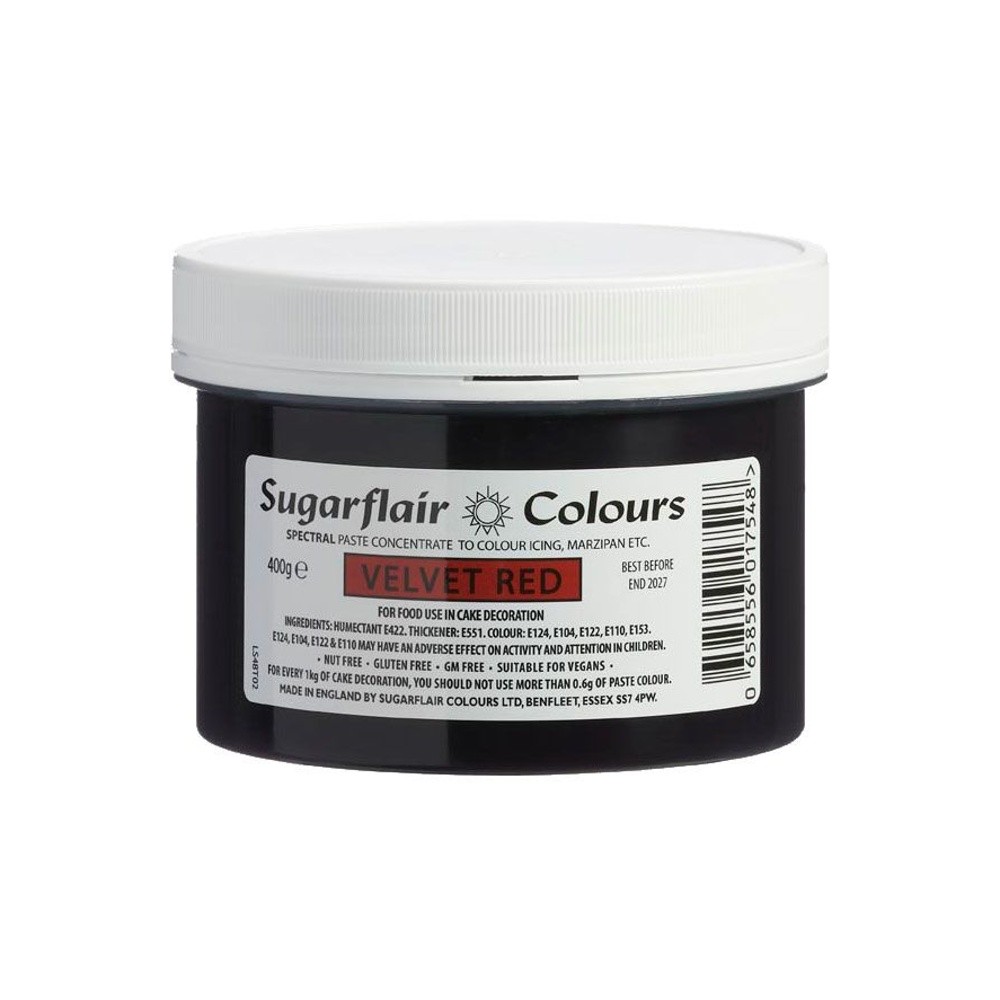 Sugarflair MAXIMUM concentrated paste colour - Gelfarbe Red Velvet XXL - rot - 400g