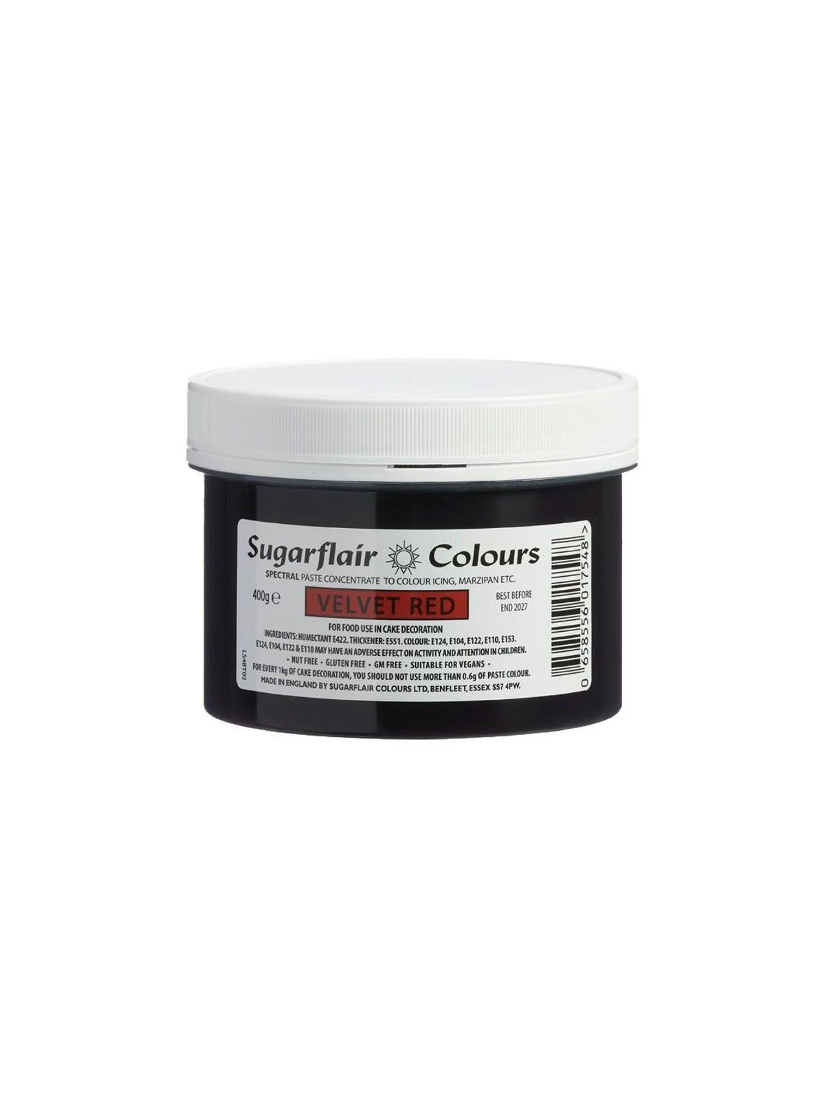 Sugarflair MAXIMUM concentrated paste colour - Gelfarbe Red Velvet XXL - rot - 400g