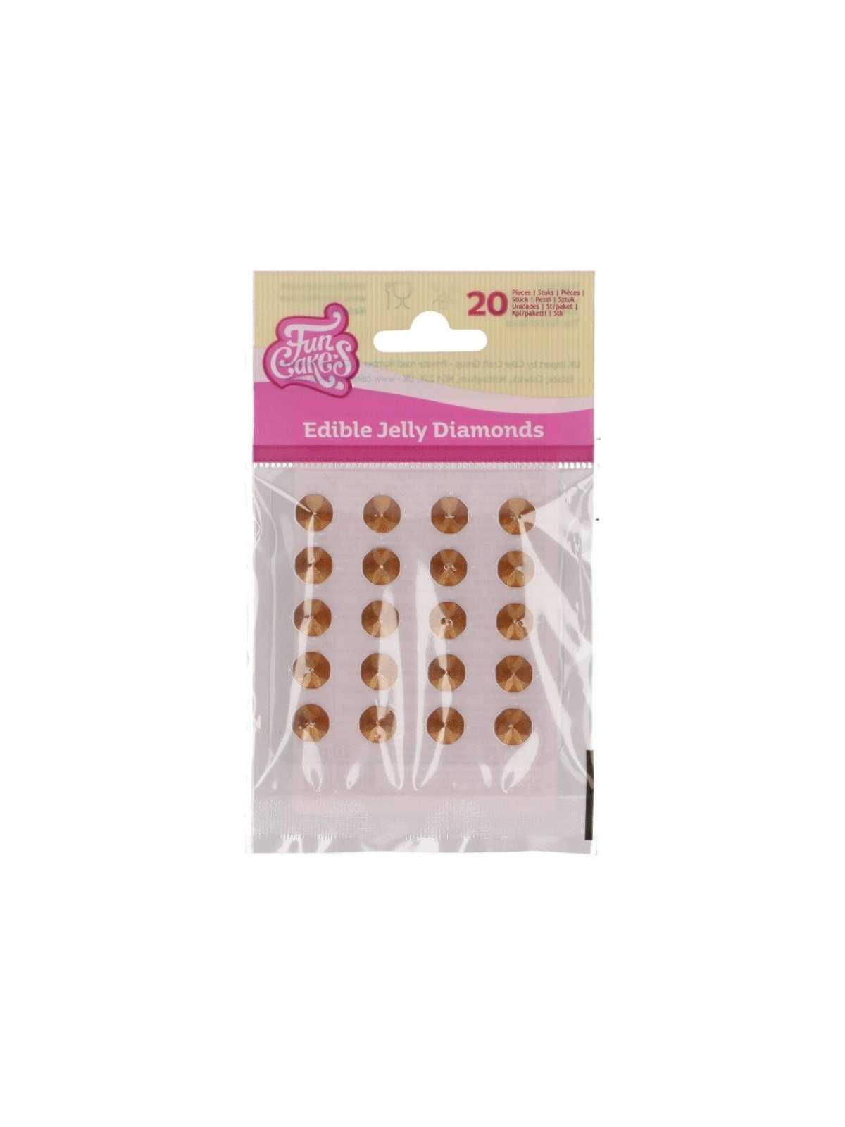 FunCakes - Edible Golden Jelly Diamonds 10mm