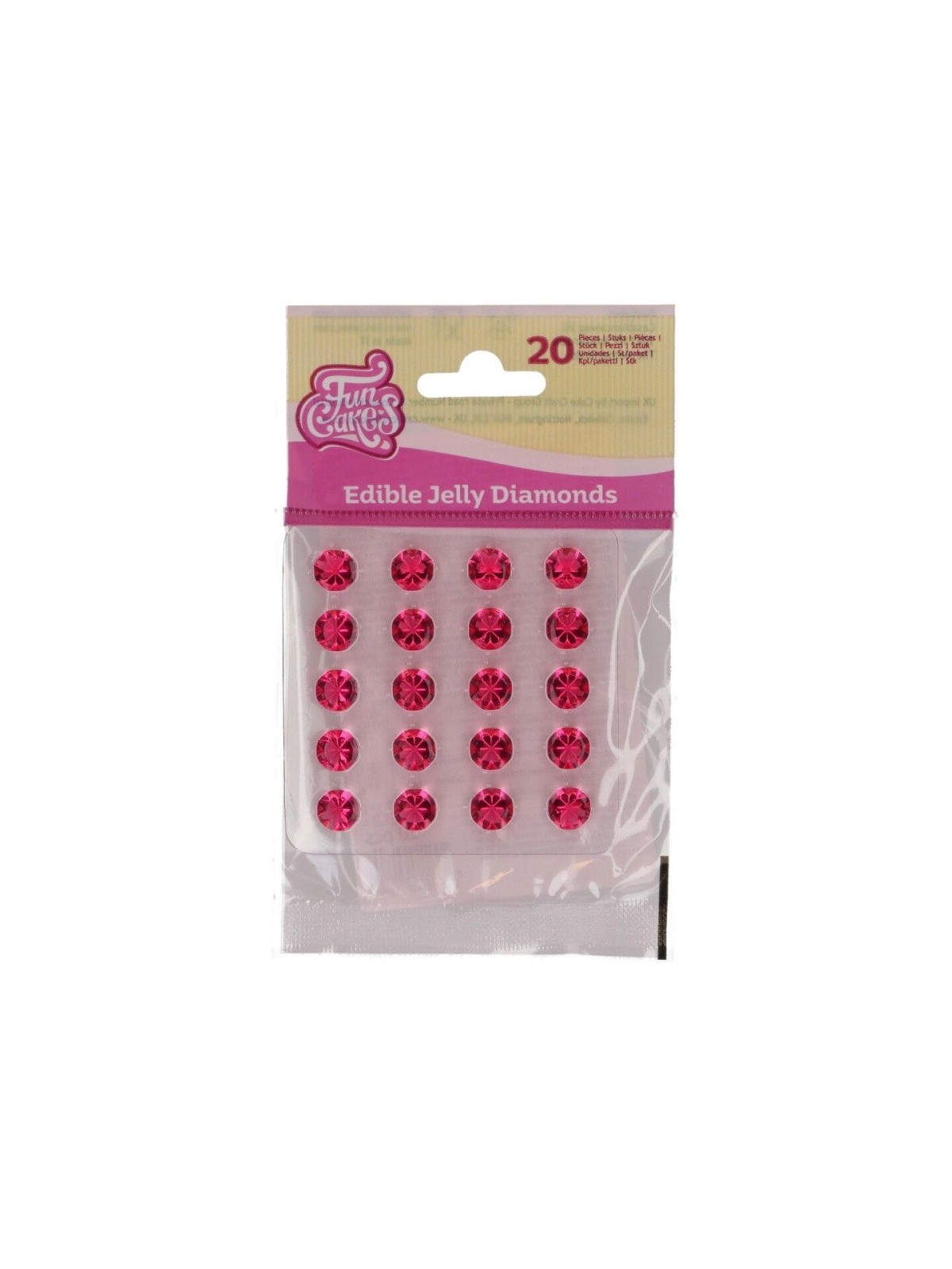 FunCakes - Edible Jelly Diamonds - Pink- 10mm