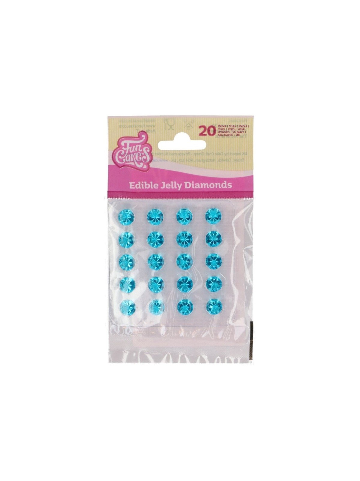 FunCakes - Blaue essbare Geleediamanten 10mm