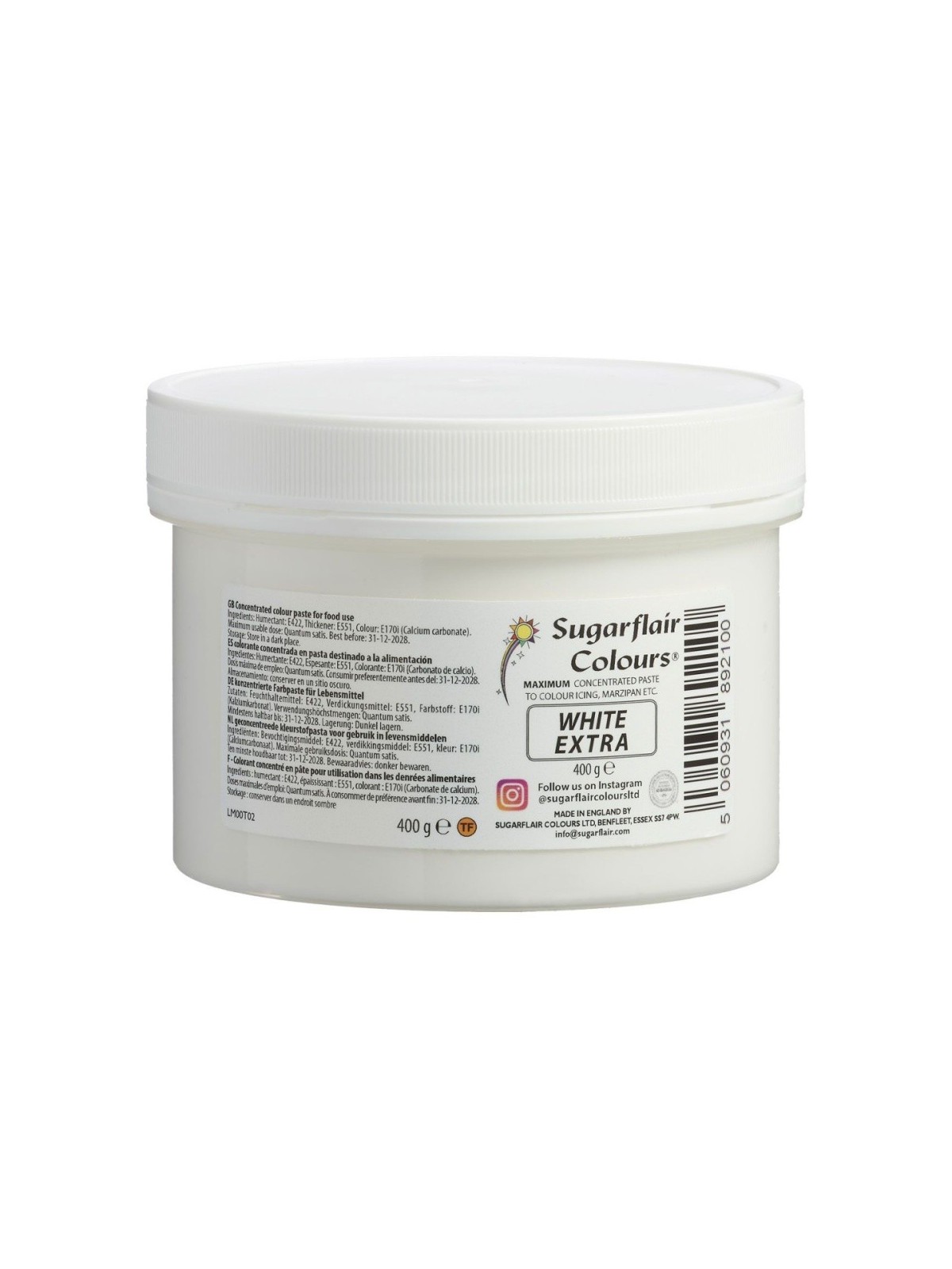 Sugarflair halbflüssige Weiße - MAX extra weiß - Weiß Extra 400g