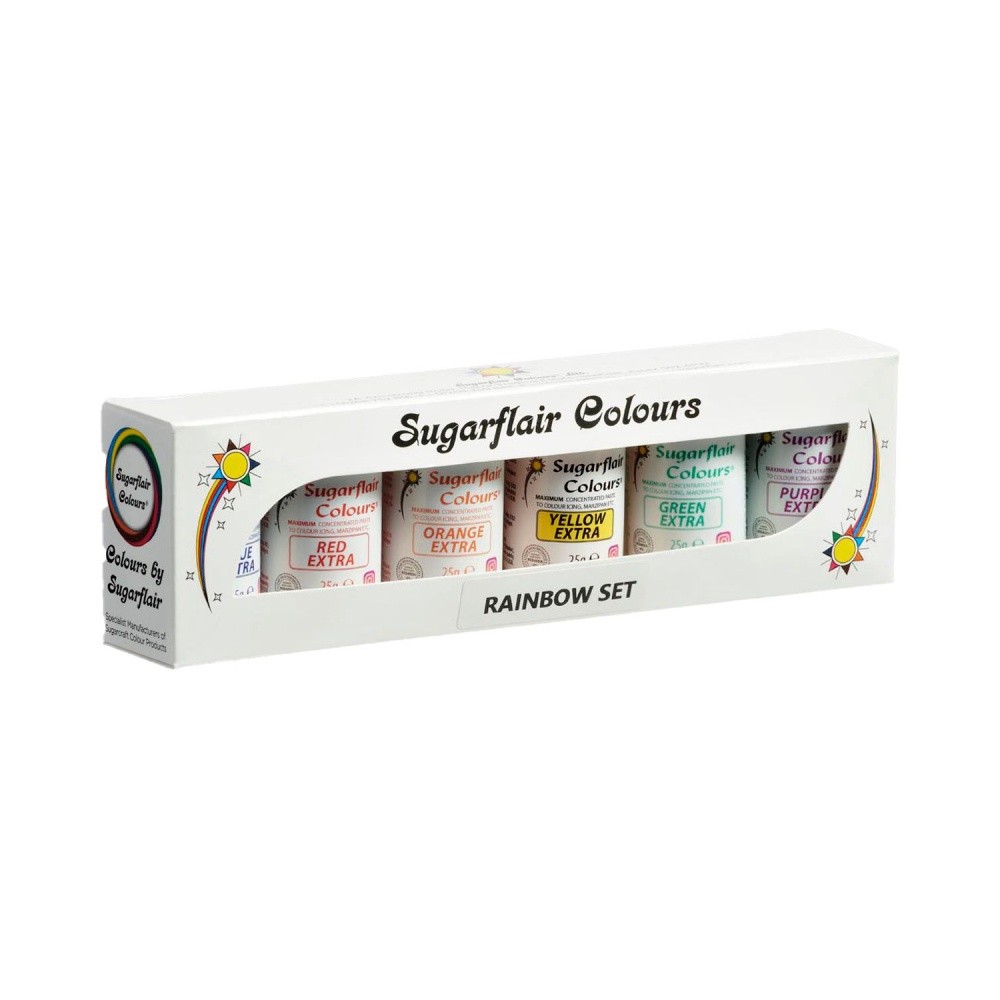 Sugarflair gel colors - Rainbow set – EXTRA - 6 x 25 g