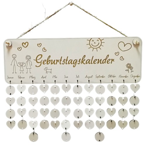 Familienwandkalender aus Holz (DE)