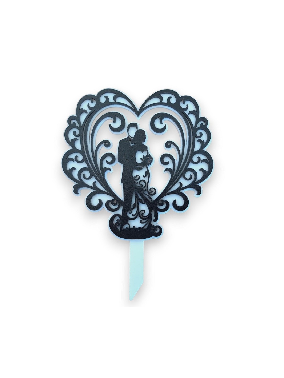 Cake topper - Wedding heart XL black