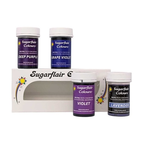 Sugarflair set of gel colors - violet - 4 x 25g