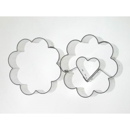 Set of cookie cutters - large flower + heart