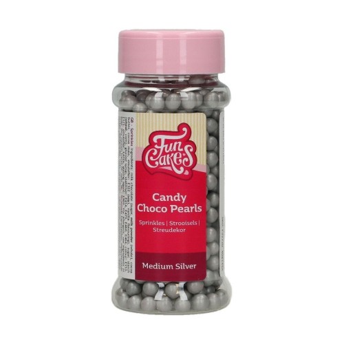 DISCOUNT: FunCakes Chocolate Decoration - Pearls Medium - Silver - 80g