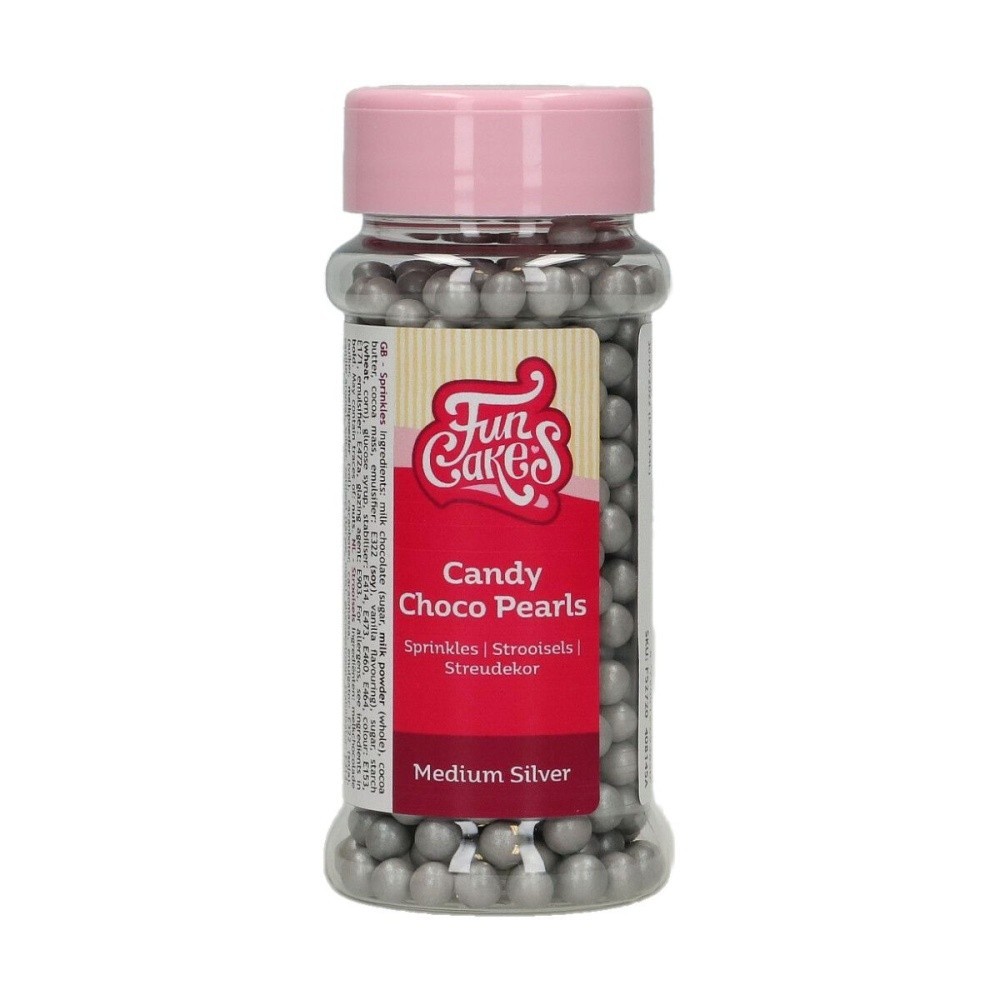 RABATT: FunCakes Candy Choco Pearls Medium - Silber - 80g