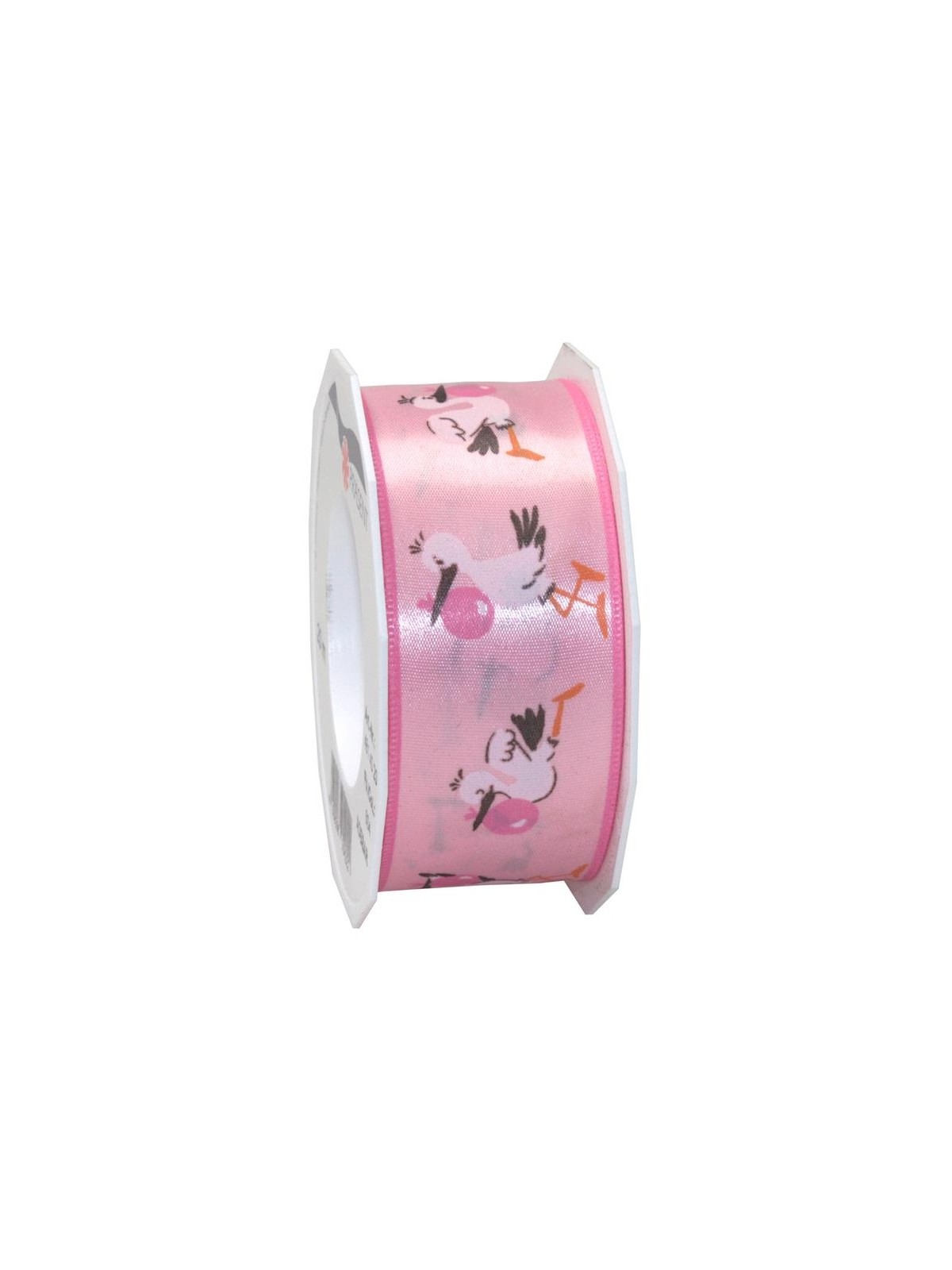 Atlasband mit beidseitiger Satinierung - Baby Pink - Storch - 2m/40mm