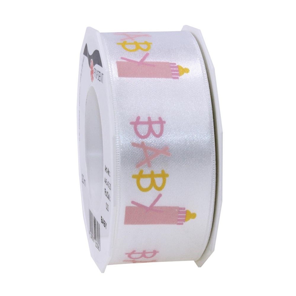 Satin ribbon - white - BABY - 2m/ 40mm