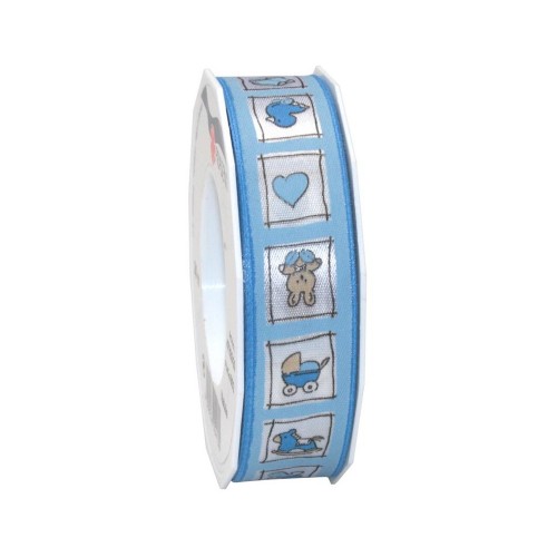 Satin ribbon - baby blue - children's world - 3m/ 25mm