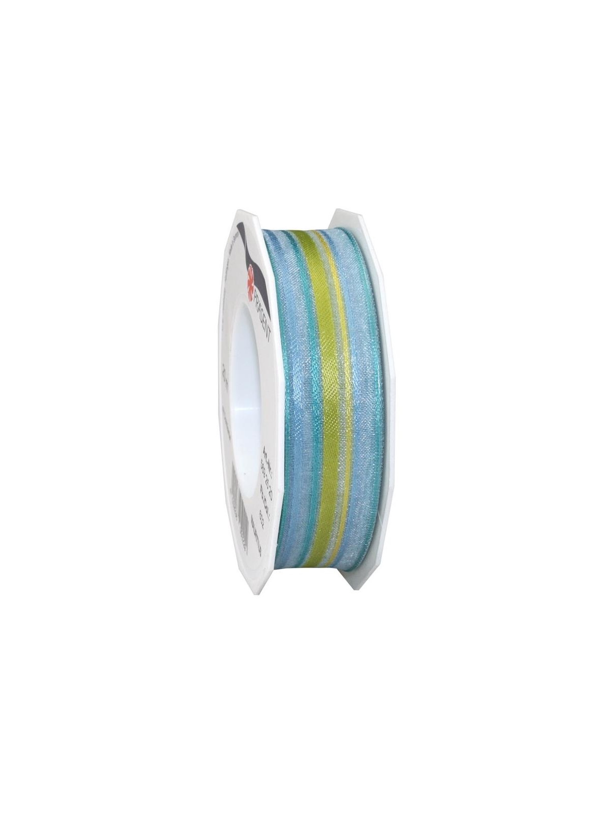 Seidenband mit Metallkante - blau/grün - 3m/25mm.