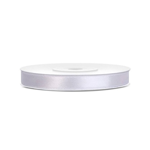 Satin ribbon - white - 25m/ 6mm