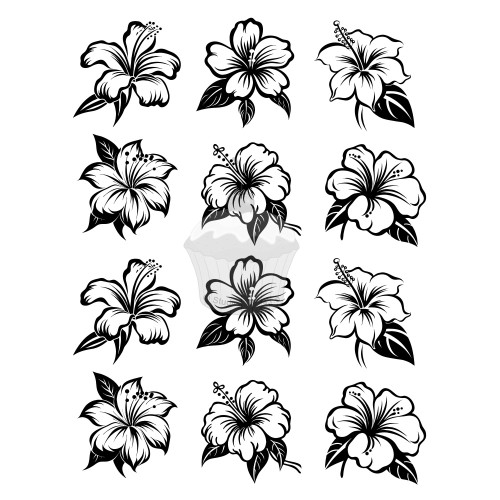 Edible paper "Black and white Hibiscus" - A4