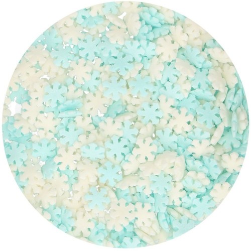 DISCOUNT: FunCakes sprinkle medley - snowflakes white / blue - 150g