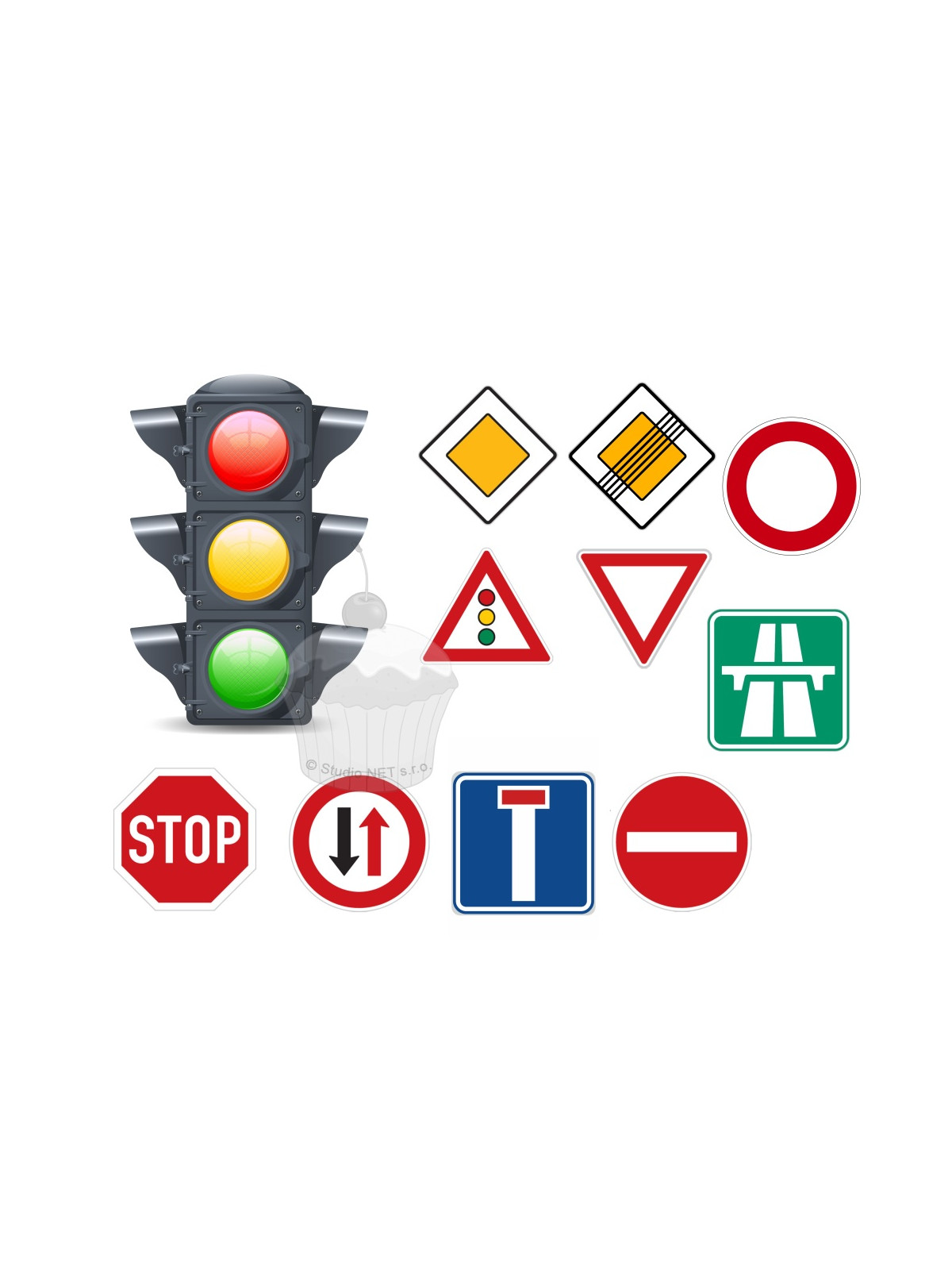 Edible paper "Traffic light + road signs" A4