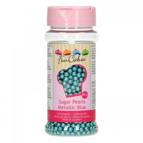 RABATT: FunCakes sugarpearls 4mm - metallic blue - 80g