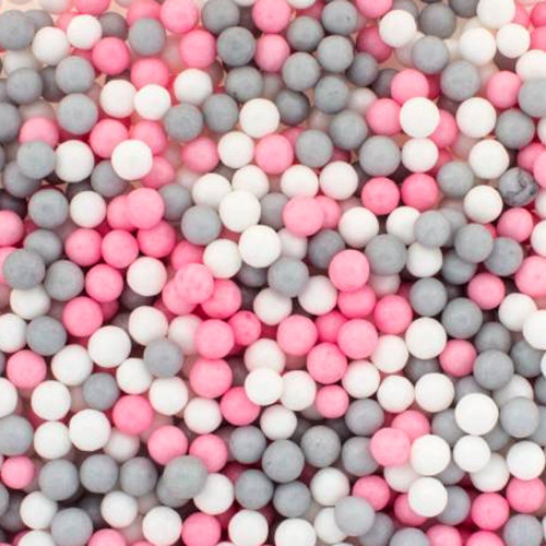 Sugar pearls 5mm - pink/grey/white - 50g