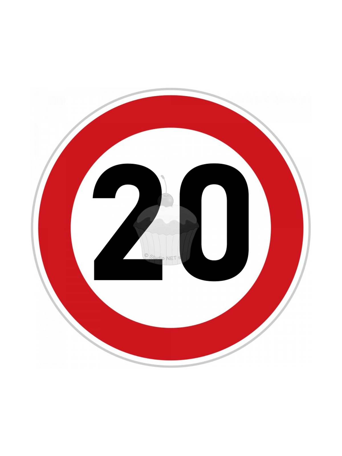 Edible paper "20th Birthday" ban sign A4