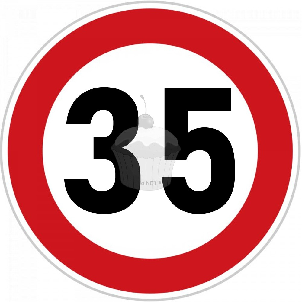 Edible paper "35th Birthday" ban sign A4