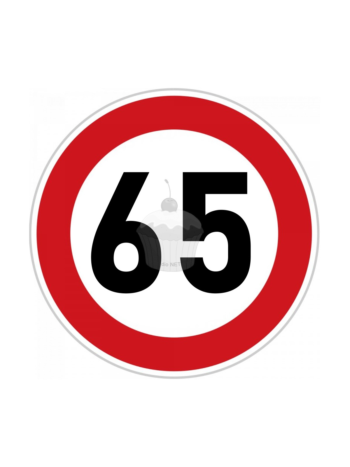 Edible paper "65th Birthday" ban sign A4