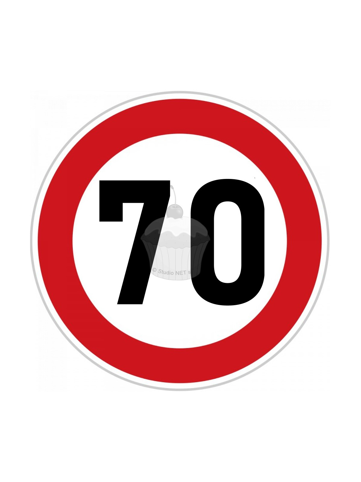 Edible paper "70th Birthday" ban sign A4