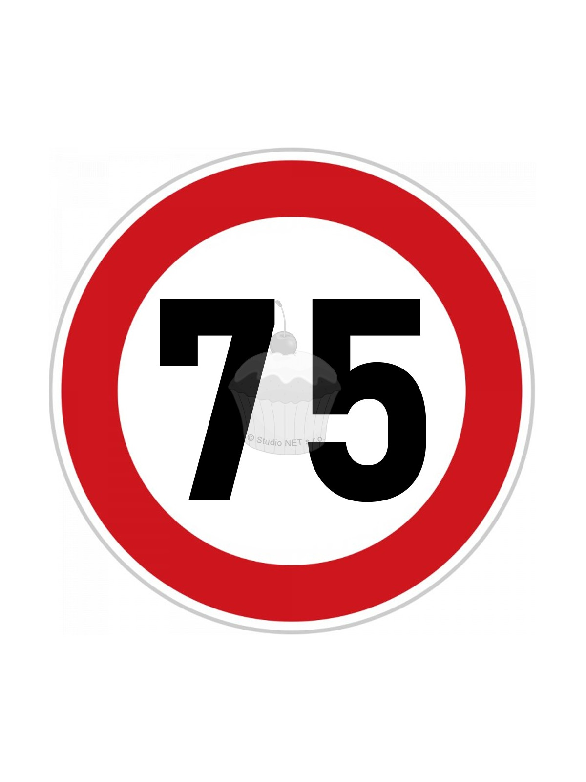 Edible paper "75th Birthday" ban sign A4