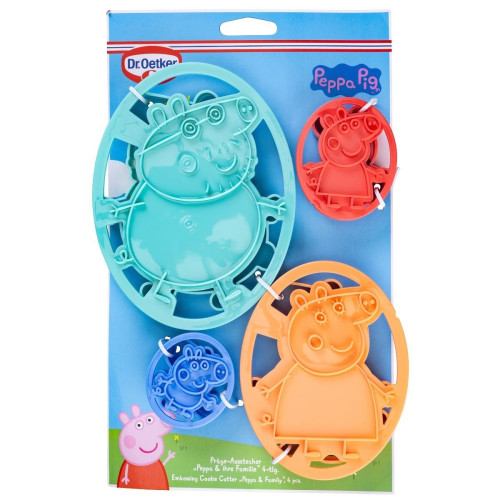 Dr. Oetker - Cookie Cutter Set with Stencil - Peppa Pig and Family - 4pcs