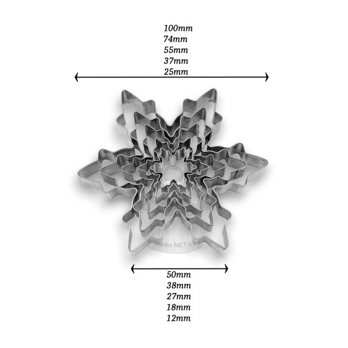 Set of stainless steel cookie cutters - snowflake - 5pcs