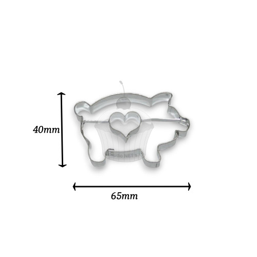 Cookie Cutter - piggy bank + heart - 6.5cm