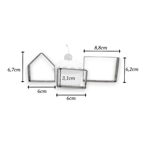 Edelstahl Ausstecher - 3D-Hütte - 3-tlg