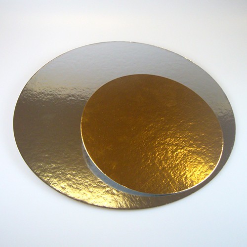 Round base for cake gold / silver 26cm.