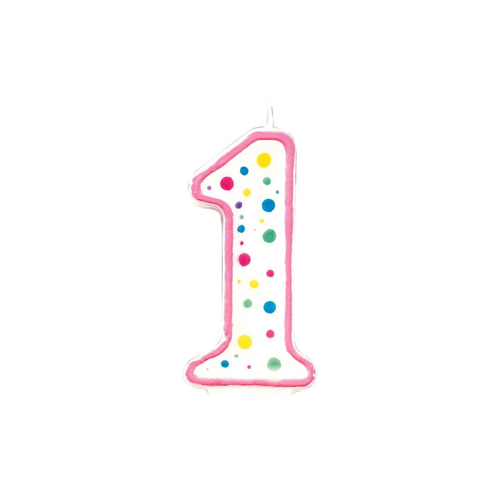 METALLIC PINK BIRTHDAY CANDLE NUMBER 1 BIRTHDAY PARTY SUPPLIES 