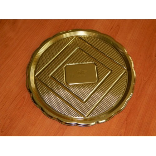 Alcas - plastic cake tray - golden round 28cm