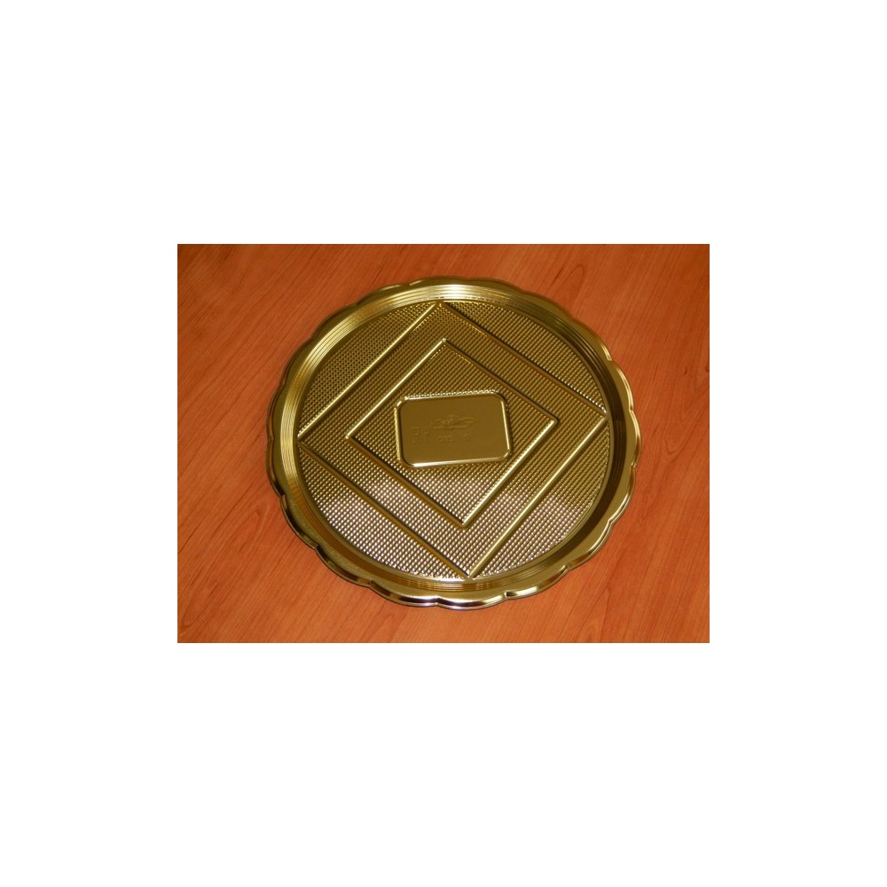 Alcas - plastic cake tray - golden round 28cm