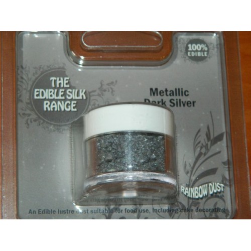 Puderfarbe Rainbow dust - RD Edible Silk - Metallic Dark Silver 3g