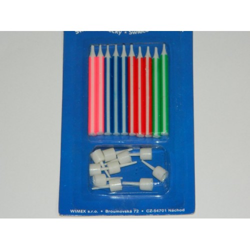 Birthday candles with stripe - 10 pcs