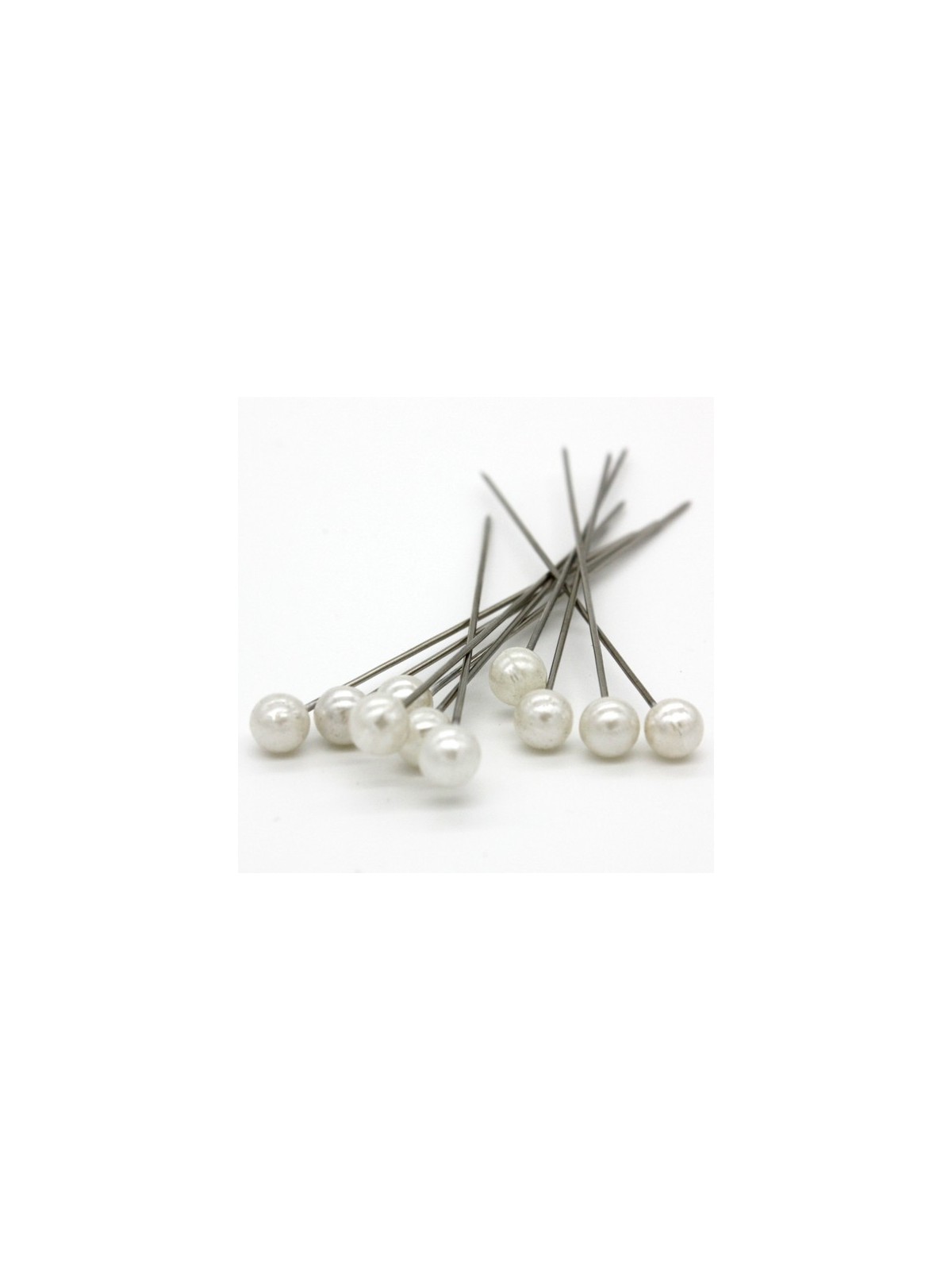 Dekorative pins - weiß Perle - 65mm/10ks