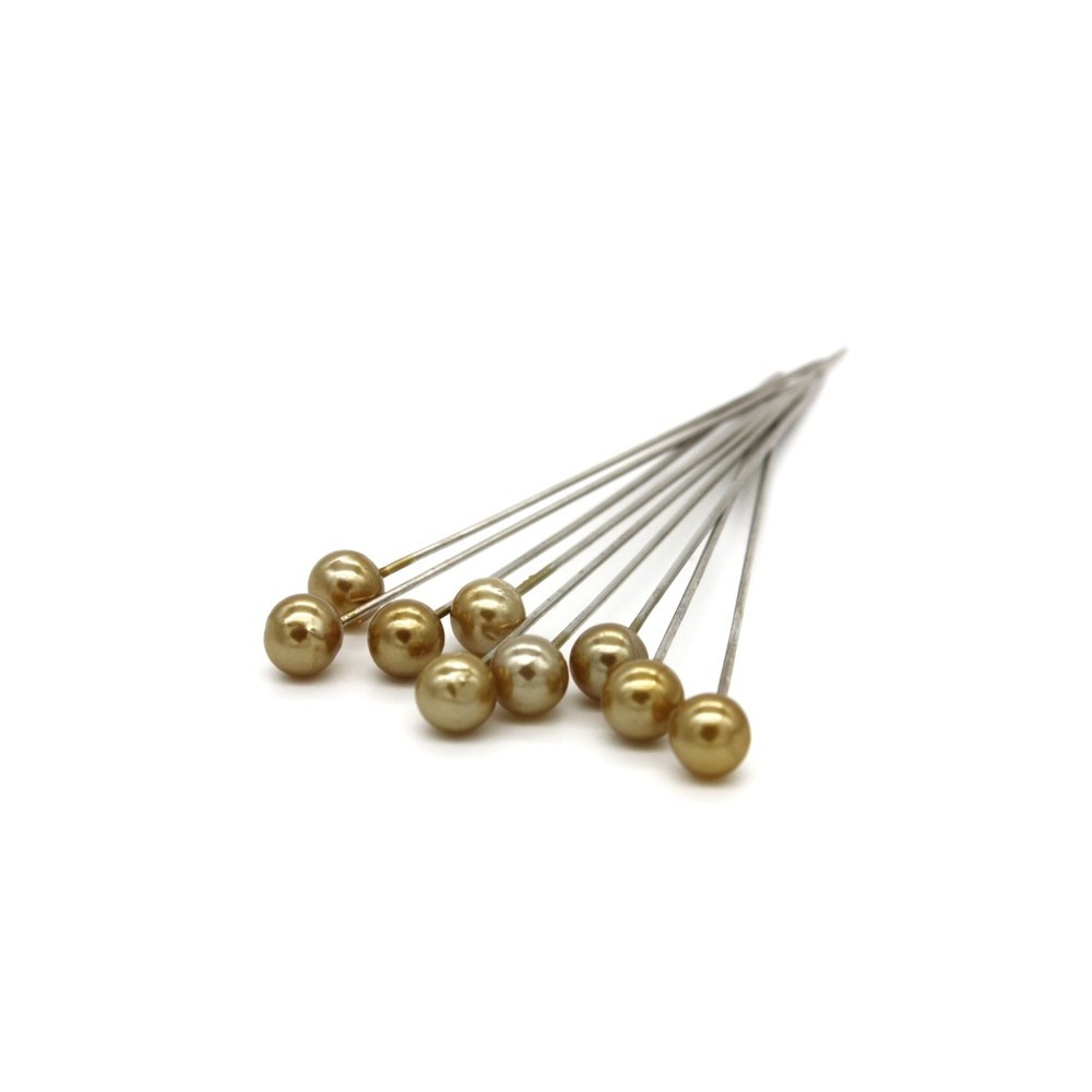 Dekorative pins - Gold Perle - 65mm/9stück