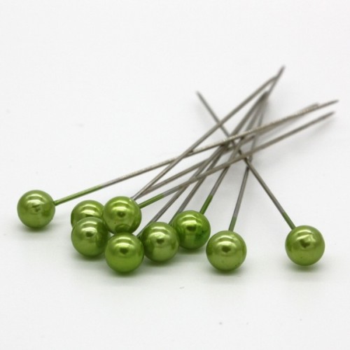 Dekorative pins - hellgrün Perle - 65mm/9stück