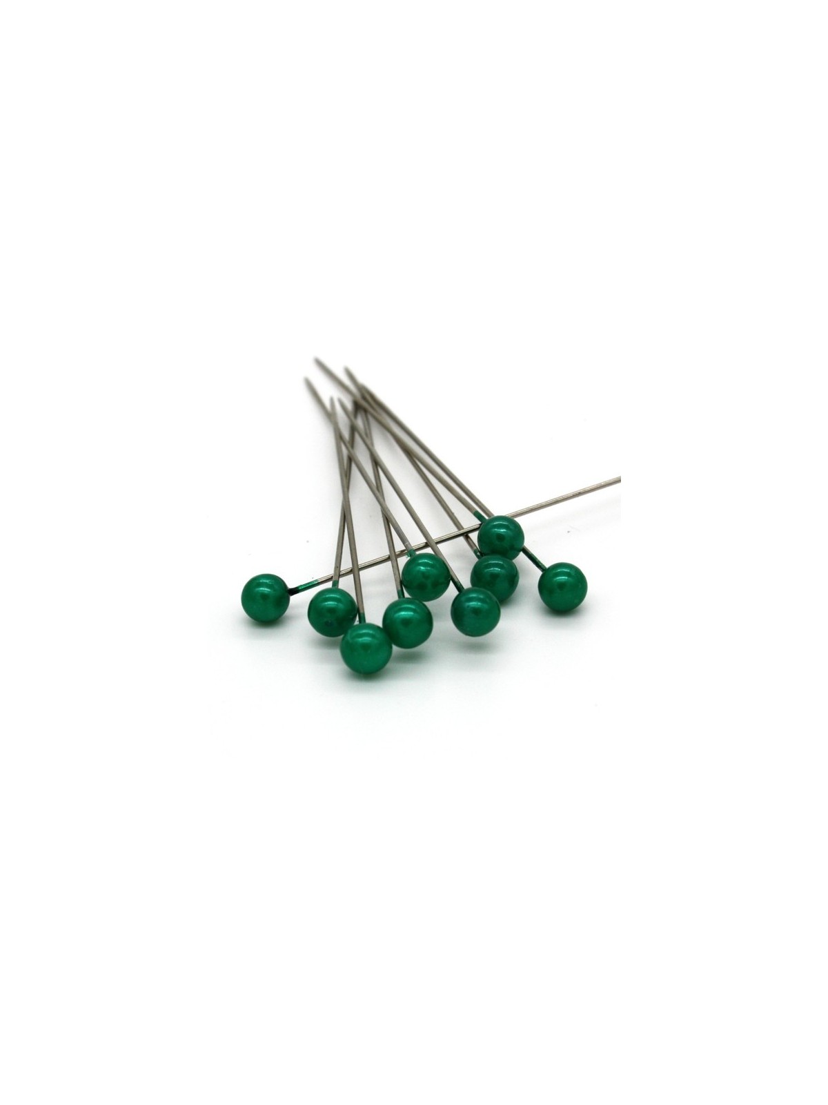 Dekorative pins - dunkelgrün Perle - 65mm/9stück