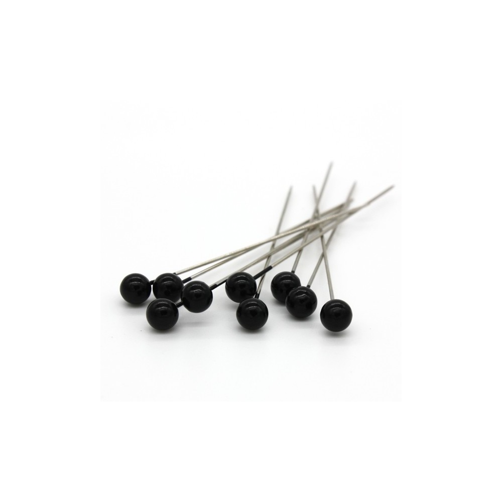 Dekorative pins - schwarz Perle - 65mm/9stück
