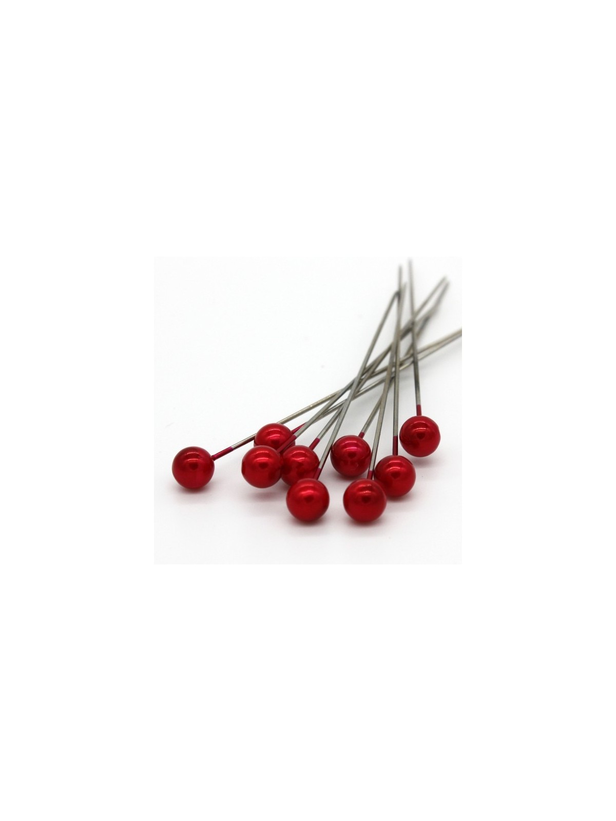 Dekorative pins - rot Perle - 65mm/9stück