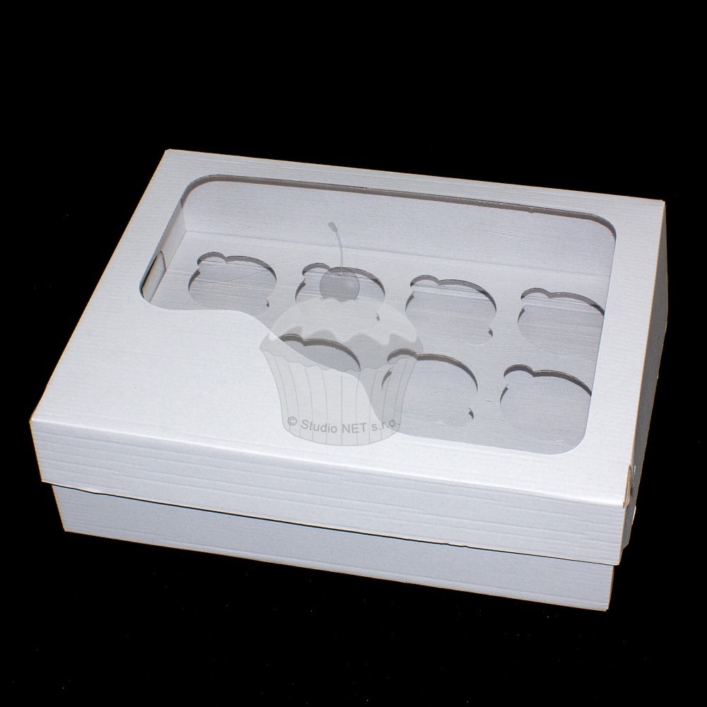 Box von Muffins / Cupcakes - solid - weiß - 12