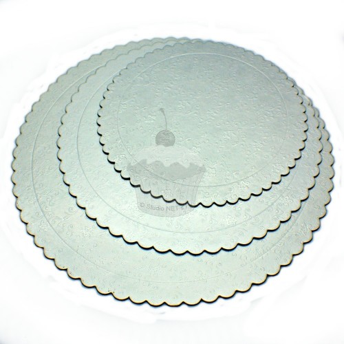 Set of 3 silver cake boards - round